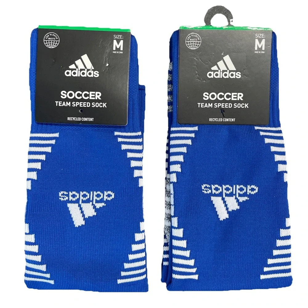 2x Adidas Soccer Over the Calf Team Speed Sock 2 Pairs Sz M Medium‎ Royal Blue